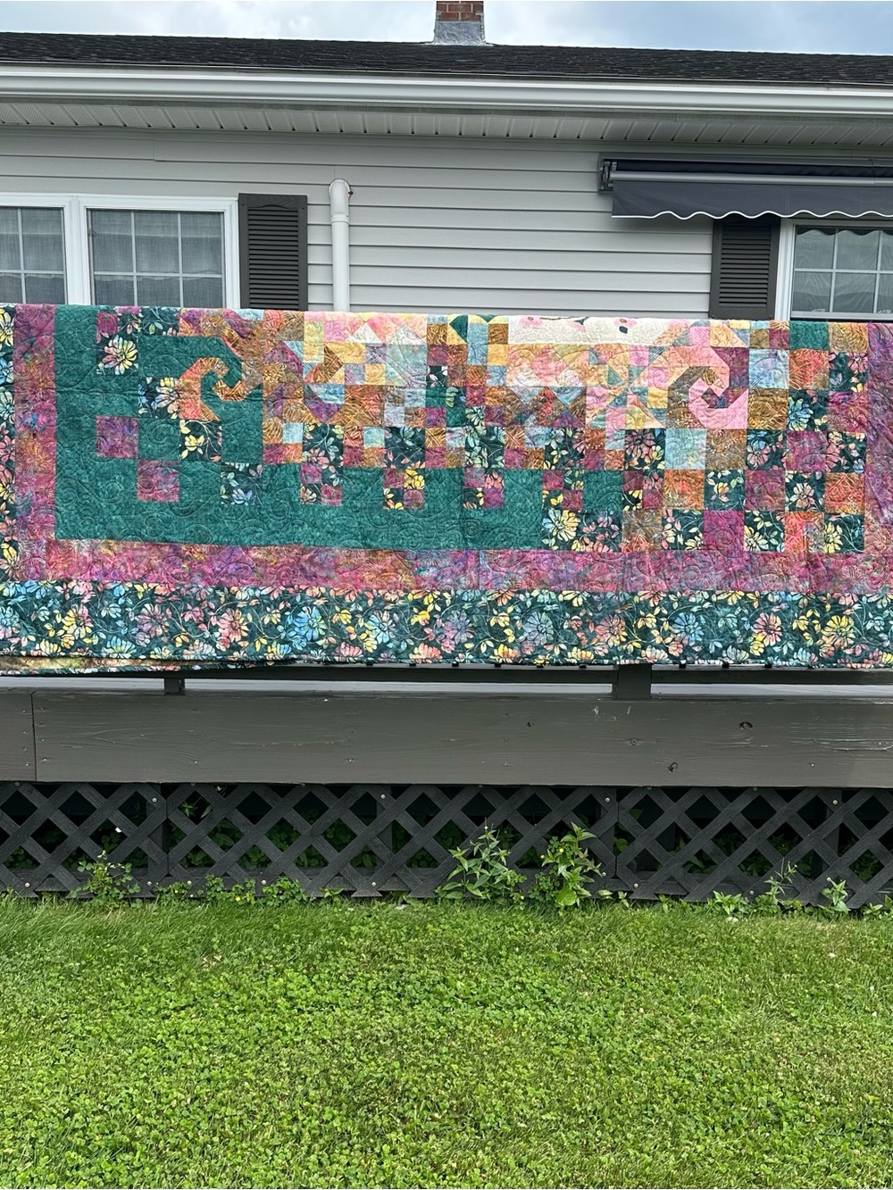 New Handmade Multicolor Floral Patchwork Quilt - 100”x100”
